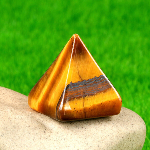 Natural Tiger Eye Healing Pyramid Figurines