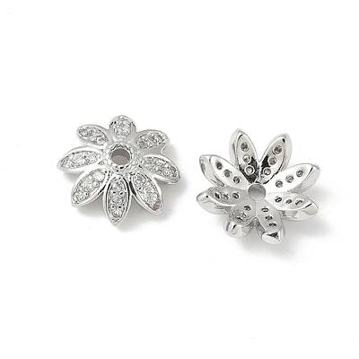 Brass Micro Pave Clear Cubic Zirconia Bead Caps