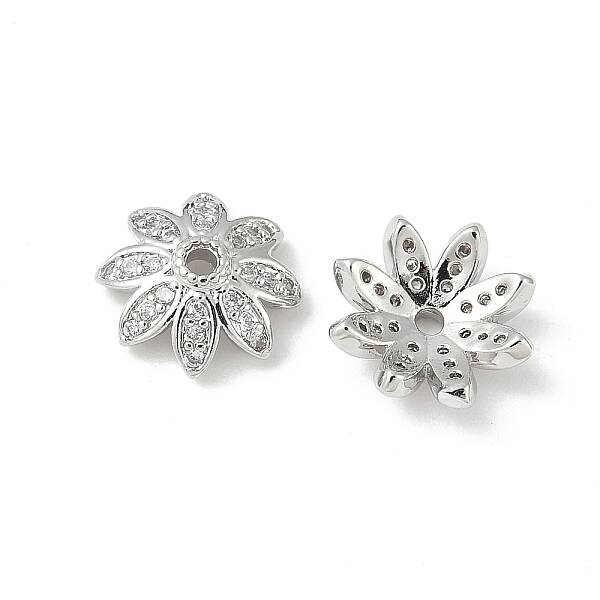 Brass Micro Pave Clear Cubic Zirconia Bead Caps