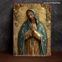 Vintage Our Lady of Guadaluga Metal Wall Art - 8\