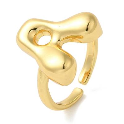 Initials Brass Open Cuff Ring for Women