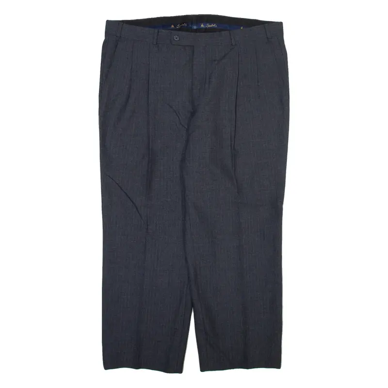 SCABAL Pinstripe Mens Trousers Green Relaxed Straight Wool W38 L27