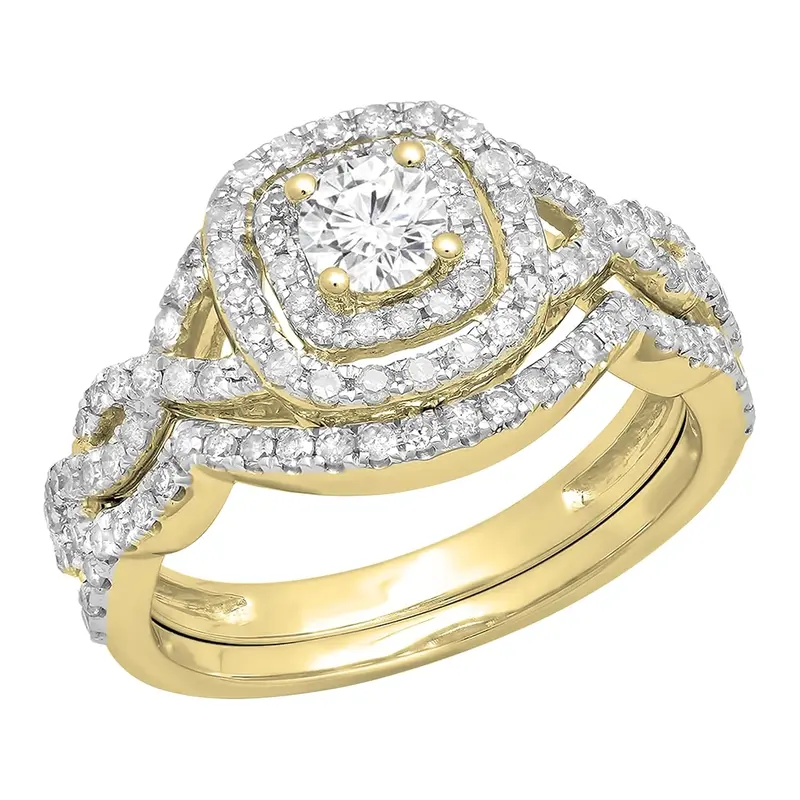 10K Gold 0.5 to 3 CT Round Lab Created Diamond Engagement Ring D Color VVS1 Clarity 3EX IGI Certified