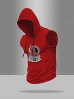 Men's Regular Fit Rose Print Hooded Tank Top, Casual Sleeveless Top for Summer, Fashion Men's Clothes for Daily Wear, Sweatsh...