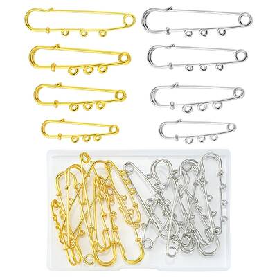 16Pcs 8 Style Stainless Steel Safety Pins Brooch Findings
