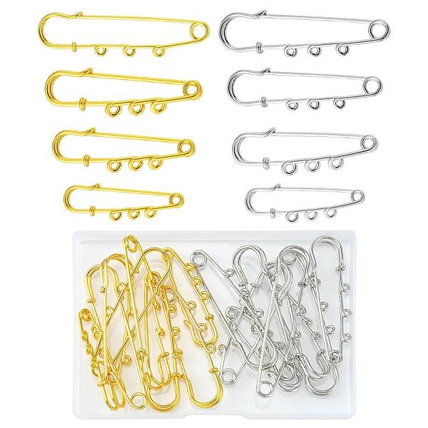 16Pcs 8 Style Stainless Steel Safety Pins Brooch Findings