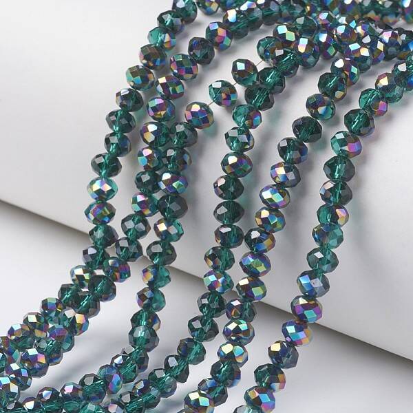 Electroplate Transparent Glass Beads Strands