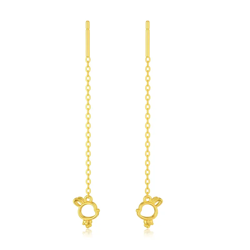 14K Gold Rabbit Drop Earrings