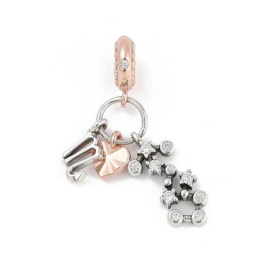 Brass Pendants with Cubic Zirconia European Beads