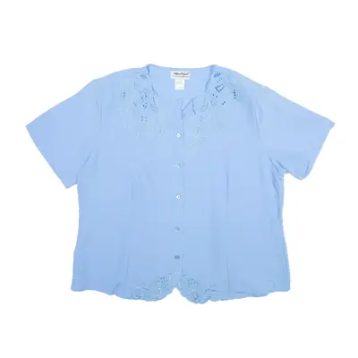 ANTHONY RICHARDS Lace Detail Blouse Blue Short Sleeve Womens S