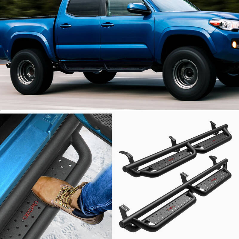 OEDRO Running Boards for 2005-2023 Toyota Tacoma Double Cab, Powder Coated All-Steel Drop Side Step