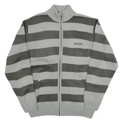 BENCH Mens Jacket Grey Striped XL