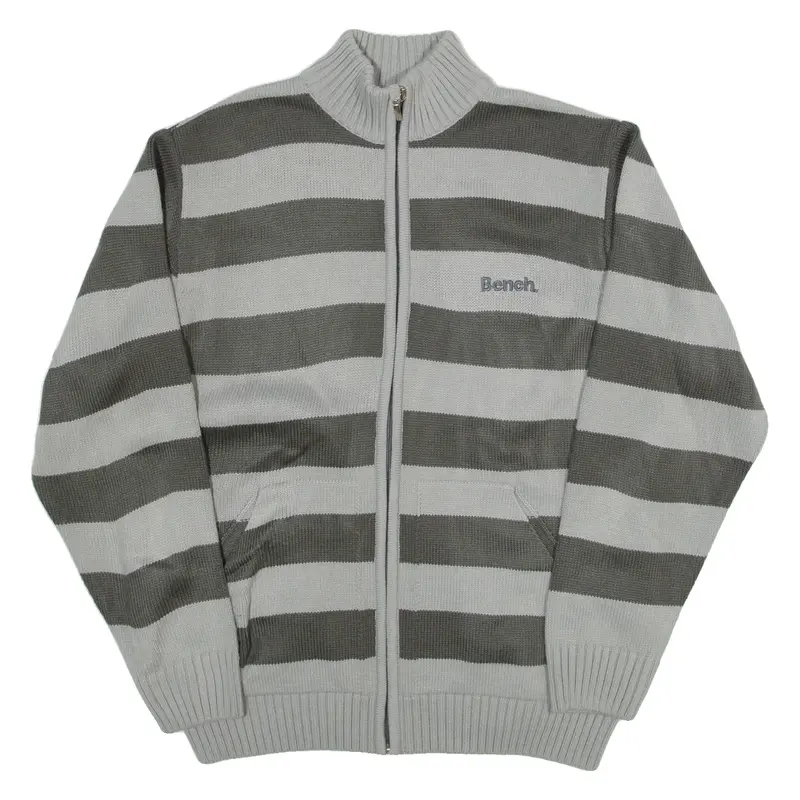 BENCH Mens Jacket Grey Striped XL
