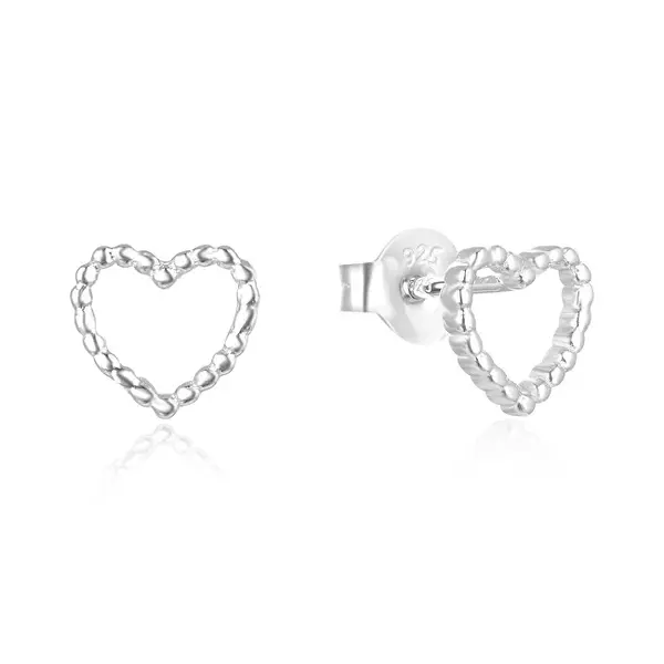 Beneto Minimal silver heart earrings AGUP2711