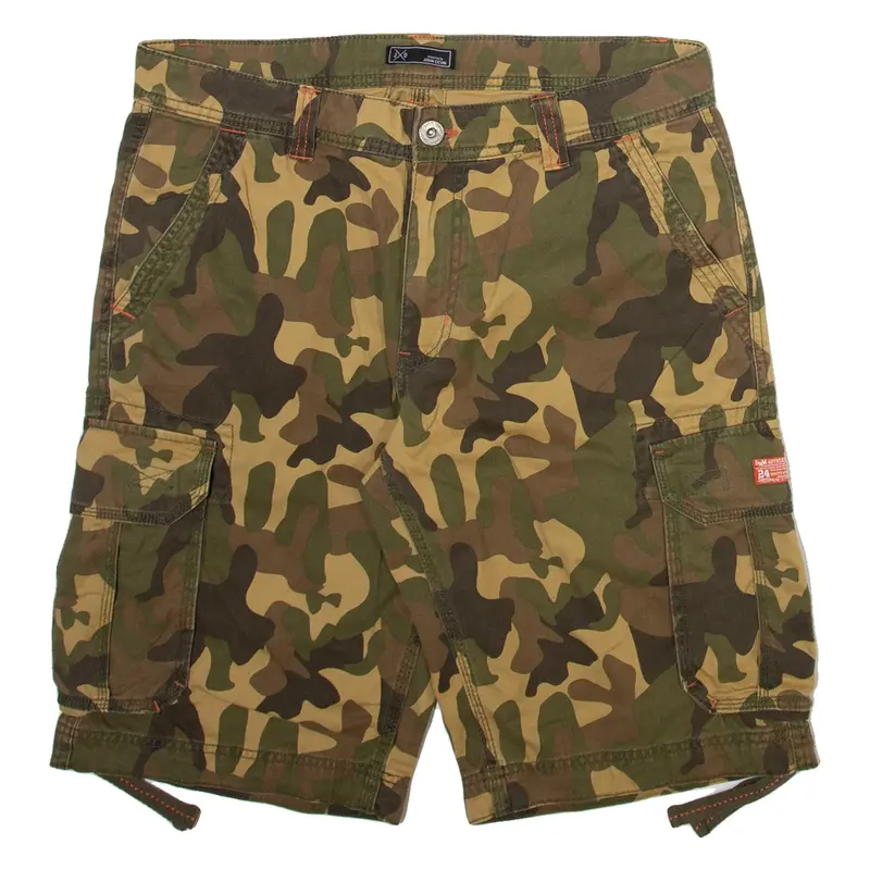 JOHN DEVIN Mens Cargo Shorts Green Camouflage M W34