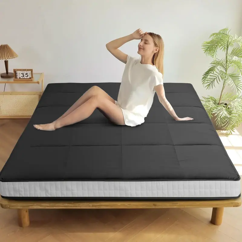 Lilypelle Japanese Futon Mattress, 3.5”/4“ Foldable Tatami Sleeping Pad, Portable Roll-Up Floor Lounger Bed for Adult & C...