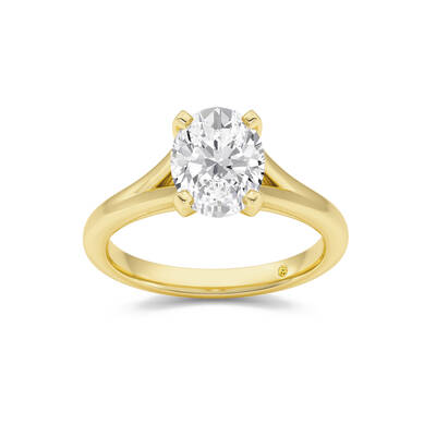 Luxen Split Shank Oval Lab Grown Diamond Solitaire Ring | 10K Yellow Gold 2 CT. TW.