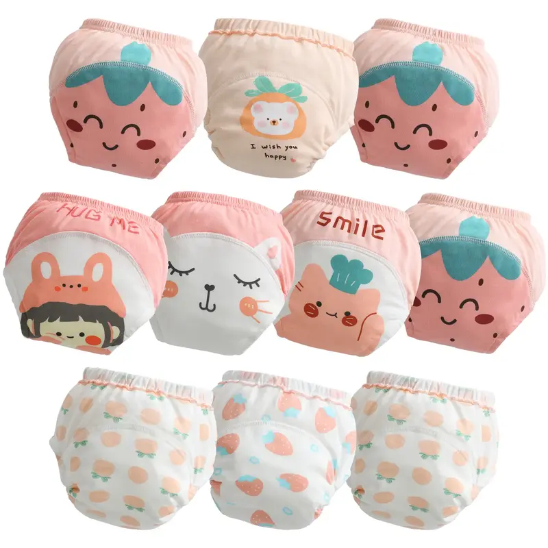 Potty Training Underwear Absorbent Toddler Training Pants for Girls, 100% Cotton Reusable Pee Pants 1T-4T