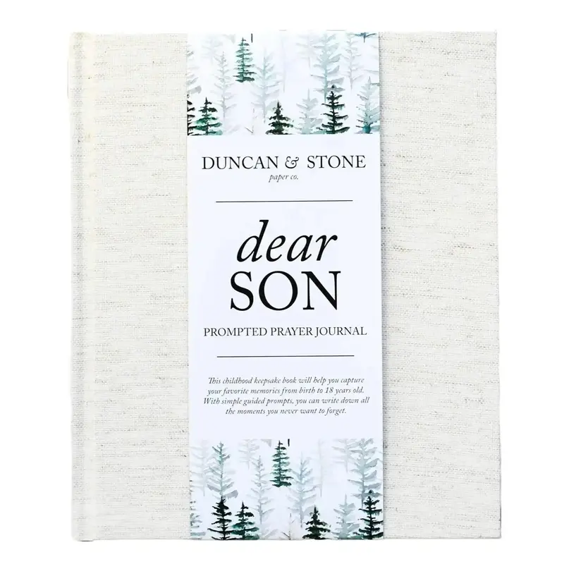 Dear Son: Prompted Baby Memory Book (Cream, 230 Pages) by Duncan & Stone - Milestone Baby Book Keepsake for 18 Years - Guided...