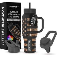 Coldest 40 oz Tumbler with Handle and Straw, Leak Proof Insulated Tumbler with Lid and Straw (3 Lids), Stainless Steel Tumble...