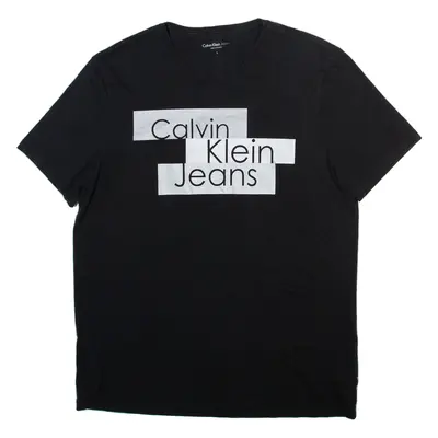 CALVIN KLEIN JEANS Mens T-Shirt Black V-Neck L