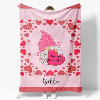 Custom Name Lovely Elf Hearts Valentines Day Blanket - Aperturee