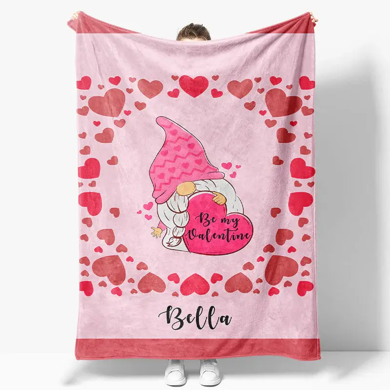 Custom Name Lovely Elf Hearts Valentines Day Blanket - Aperturee