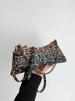 Women's Fashion Leopard Pattern Cross Design Crossbody Bag, Casual Pu Leather Zipper Shoulder Bag for Women, Trendy Versatile...