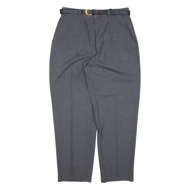 CITY LIFE Belted Trousers Grey Relaxed Tapered Womens W28 L26