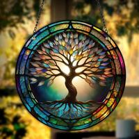 Tree Of Life Pattern Suncatcher, Summer Colorful Door Hanging Home Decor, Creative Hanging Decor for Home Garden Party, Room ...