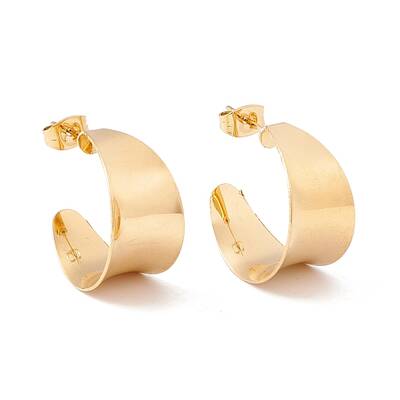 Ion Plating(IP) 304 Stainless Steel Chunky C-shape Stud Earrings