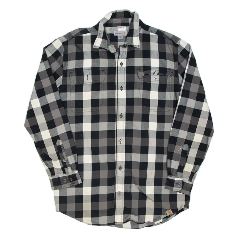 CARHARTT Mens Flannel Shirt Grey Check Long Sleeve M