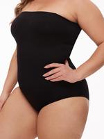 【Plus Size】 Solid Tube Shapewear Bodysuit with Detachable Straps, Casual Comfortable Tummy Control Butt Lift Shaper, Wome...