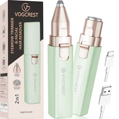 Eyebrow-Facial Hair Remover Women: Portable 2 in 1 Electric Shaver and Facial Trimmer - Rechargeable Eyebrow Lips Body Facial...