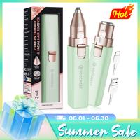 Eyebrow-Facial Hair Remover Women: Portable 2 in 1 Electric Shaver and Facial Trimmer - Rechargeable Eyebrow Lips Body Facial...