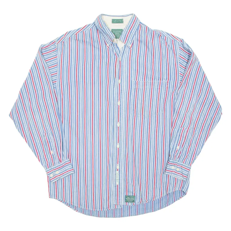 BAXTER BRAND Mens Shirt Blue Striped Long Sleeve M