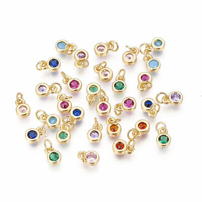 Brass with Single Cubic Zirconia Charms