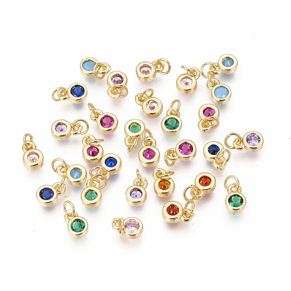 Brass with Single Cubic Zirconia Charms