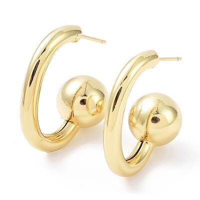 Rack Plating Brass Round Ball Stud Earrings