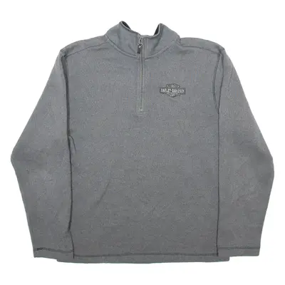 HARLEY DAVIDSON Mens Fleece Grey 1/4 Zip S