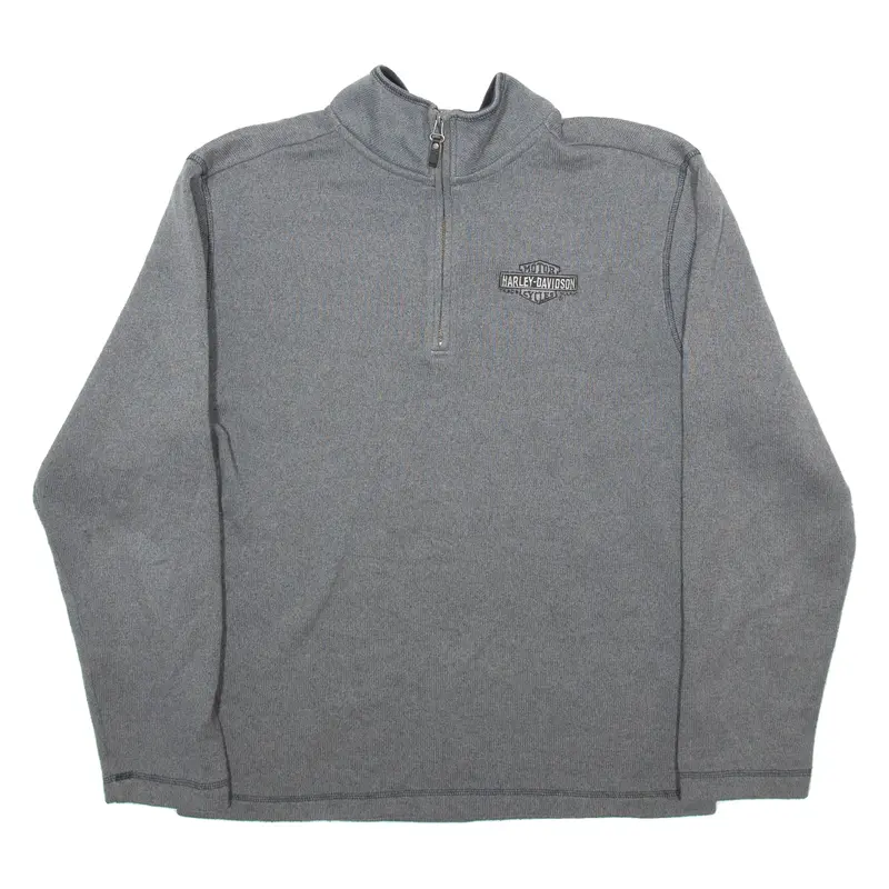 HARLEY DAVIDSON Mens Fleece Grey 1/4 Zip S
