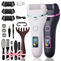 Experience the 2025 Upgrade:Rechargeable Electric Pedicure Kit with 17 Tools, 3 Roller Heads, and Massage Comb Nail Black foo...