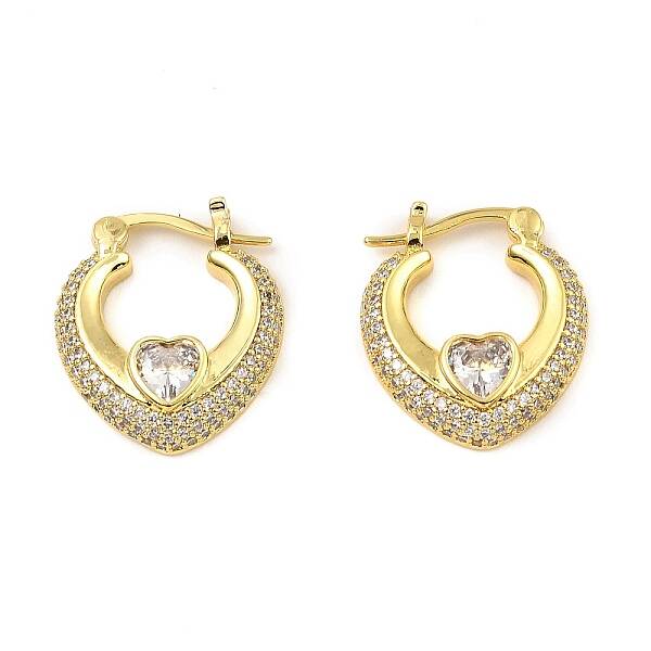 Brass with Cubic Zirconia Hoop Earrings