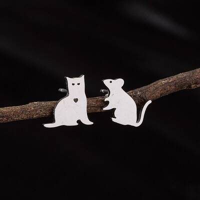 Stainless Steel Small Animal Stud Earrings for Women