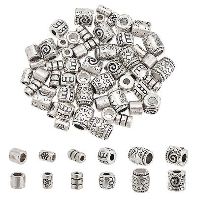 60Pcs 6 Styles Tibetan Style Alloy Spacer Beads