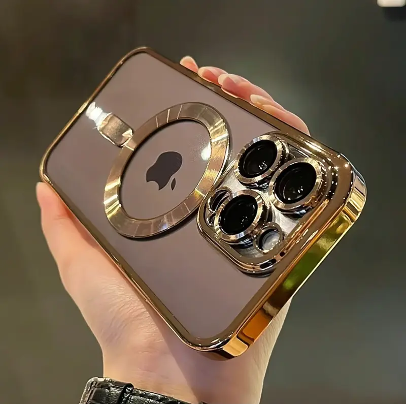 Luxury magnetic wireless charging transparent protective case, suitable for iPhone16, 15, 14, 13, 12Pro Max Plus shockproof d...