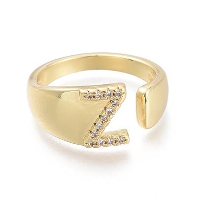 Brass Micro Pave Clear Cubic Zirconia Cuff Rings