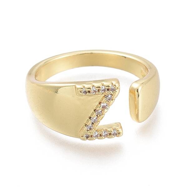 Brass Micro Pave Clear Cubic Zirconia Cuff Rings