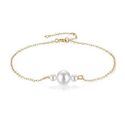 Vintage S925 Sterling Silver and Shell Pearl Bead Link Bracelets