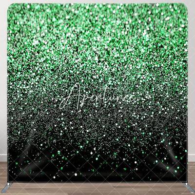 Aperturee Green Black Glitter Party Pillow Cover Backdrop, 6X6FT(1.8X1.8M), 111 USD, square double-sided backdrops, DSAH0C298...
